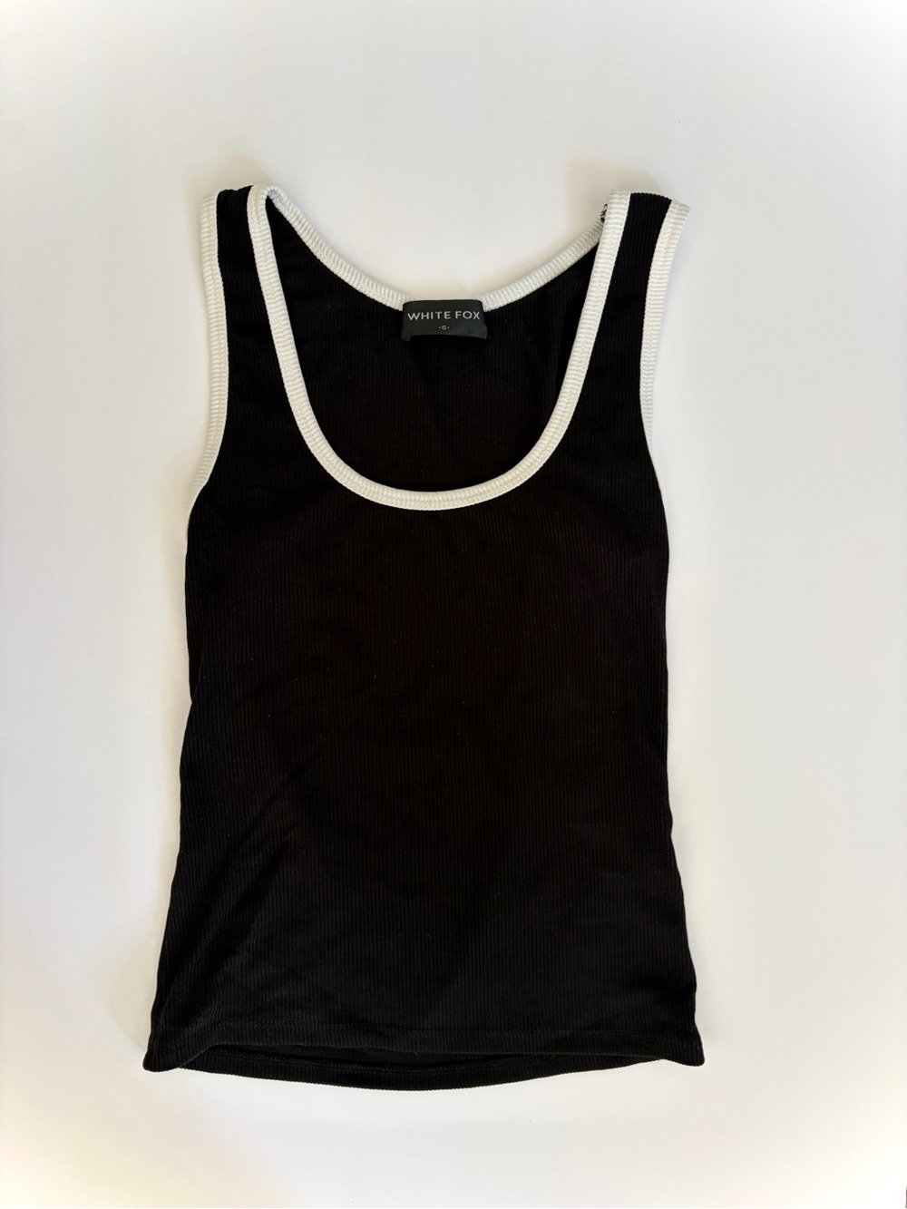 Black Scoop Neck Tank with White Trim